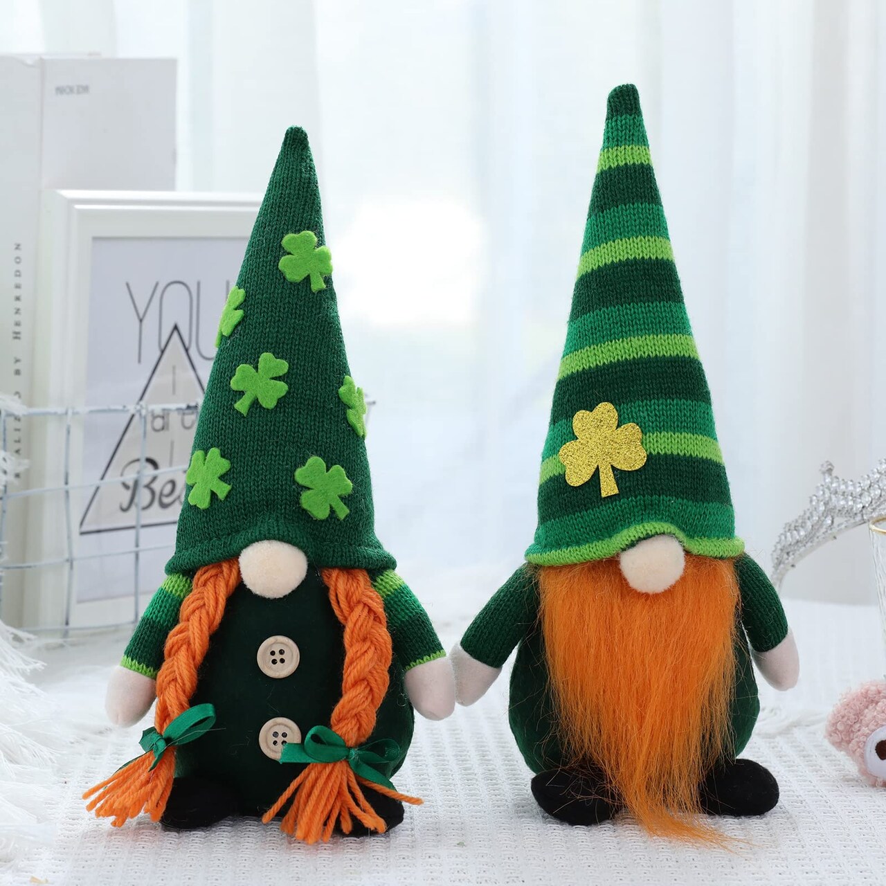 Anlass 2pcs St. Patricks Day Gnome Handmade Gnome Faceless Plush Doll, St Patricks Day Gifts for Him/her St Patricks Day Decor for Home and Garden (st Patrick gnome2)